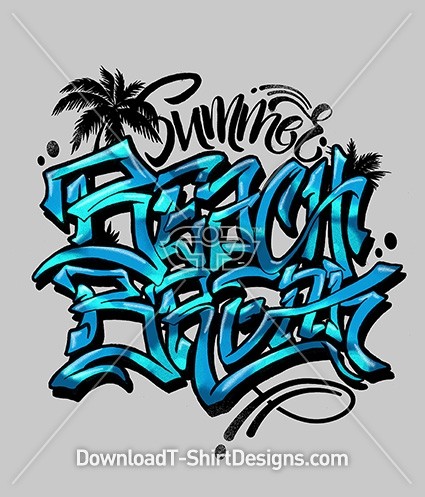 Summer Beach Break Slogan Quote Graffiti Typography