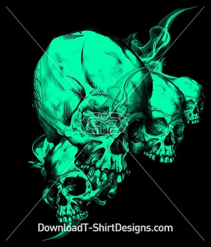 Scary Smoking Skulls Illustration