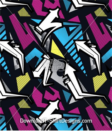 Graffiti Arrow Angular Seamless Pattern