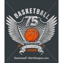 Basketball Sport Shield Wings Banner Crest