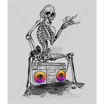 Skeleton Boom Box Music Radio Sound