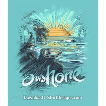 Onshore Surf Beach Sunset Tropical Sketch