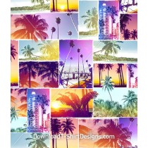 Miami Beach Tropical Collage Seamless Pattern
