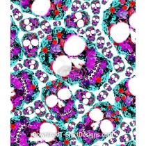 Bright Color Floral Skull Silhouette Seamless Pattern