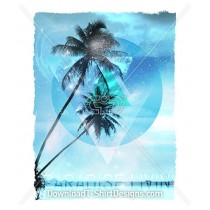 Blue Paradise Palm Tree Space Clouds Stars