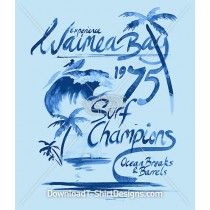 Blue Watercolor Waimea Bay Surf Poster