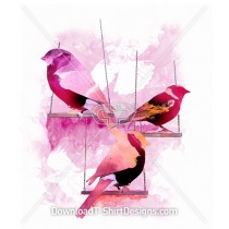 Pretty Feminine Watercolor Birds on Swings