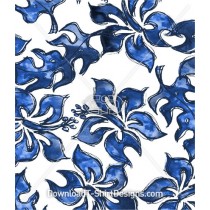 Blue Tropical Hibiscus Water Color Seamless Pattern